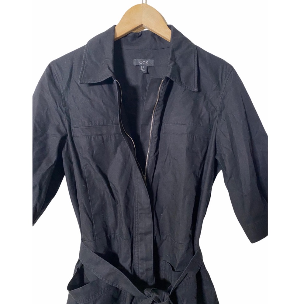 NEW! COS | Cotton twill belted denim romper zip front - Picture 6 of 7